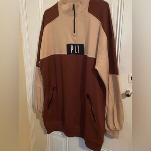 PrettyLittleThing Two-Tone Sweater - Brown and Tan